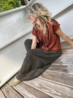 Cocoa Dot Split Skirt - Maxi + 2"
