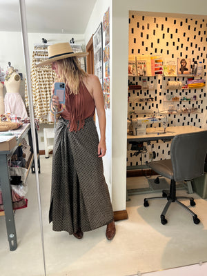 Cocoa Dot Split Skirt - Maxi + 2"