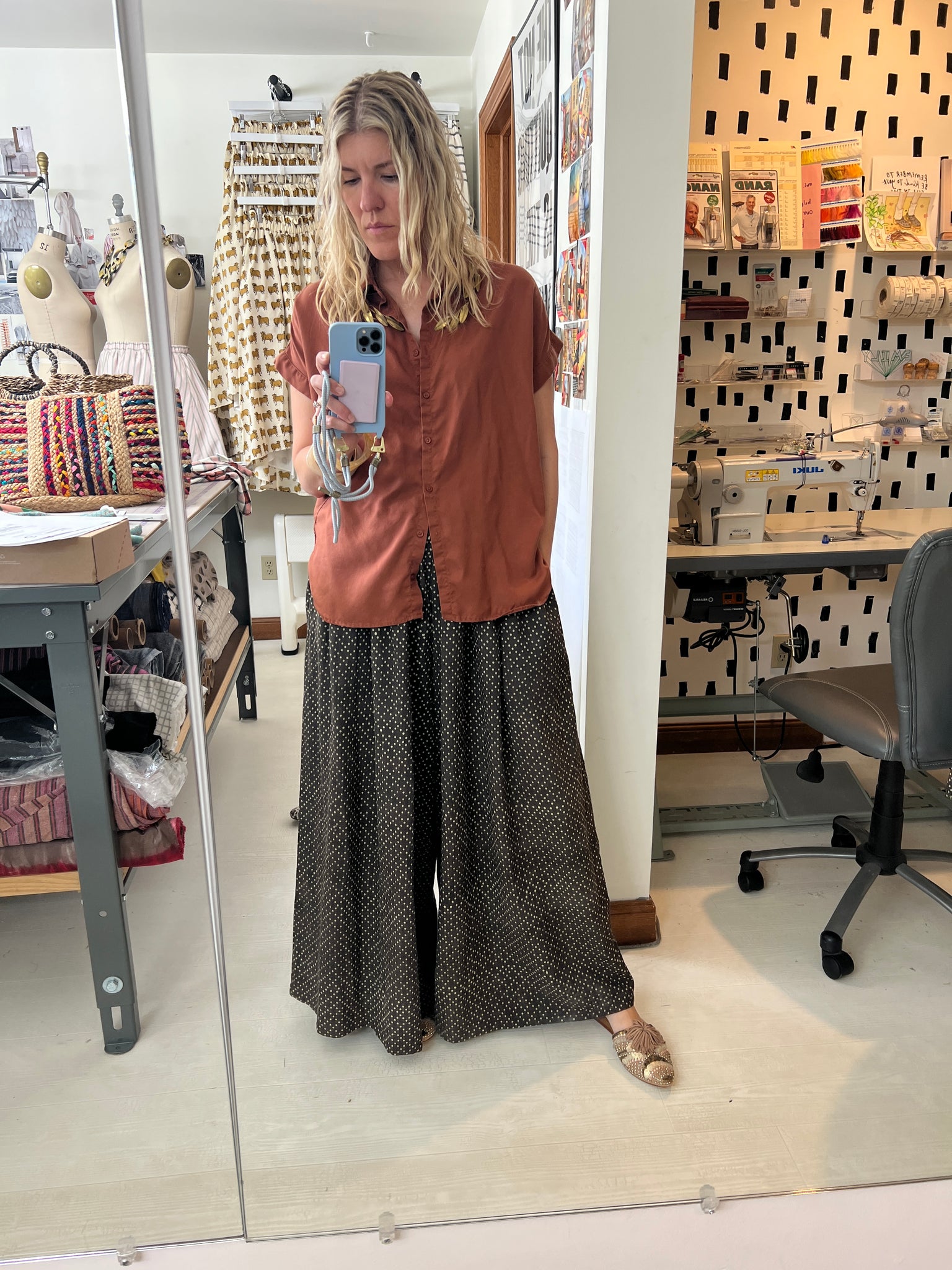 Cocoa Dot Split Skirt - Maxi + 2"