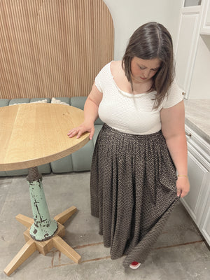 Cocoa Dot Split Skirt - Maxi + 2"