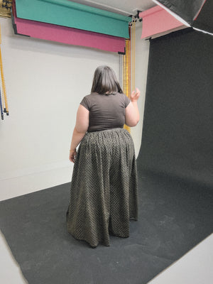 Cocoa Dot Split Skirt - Maxi + 2"