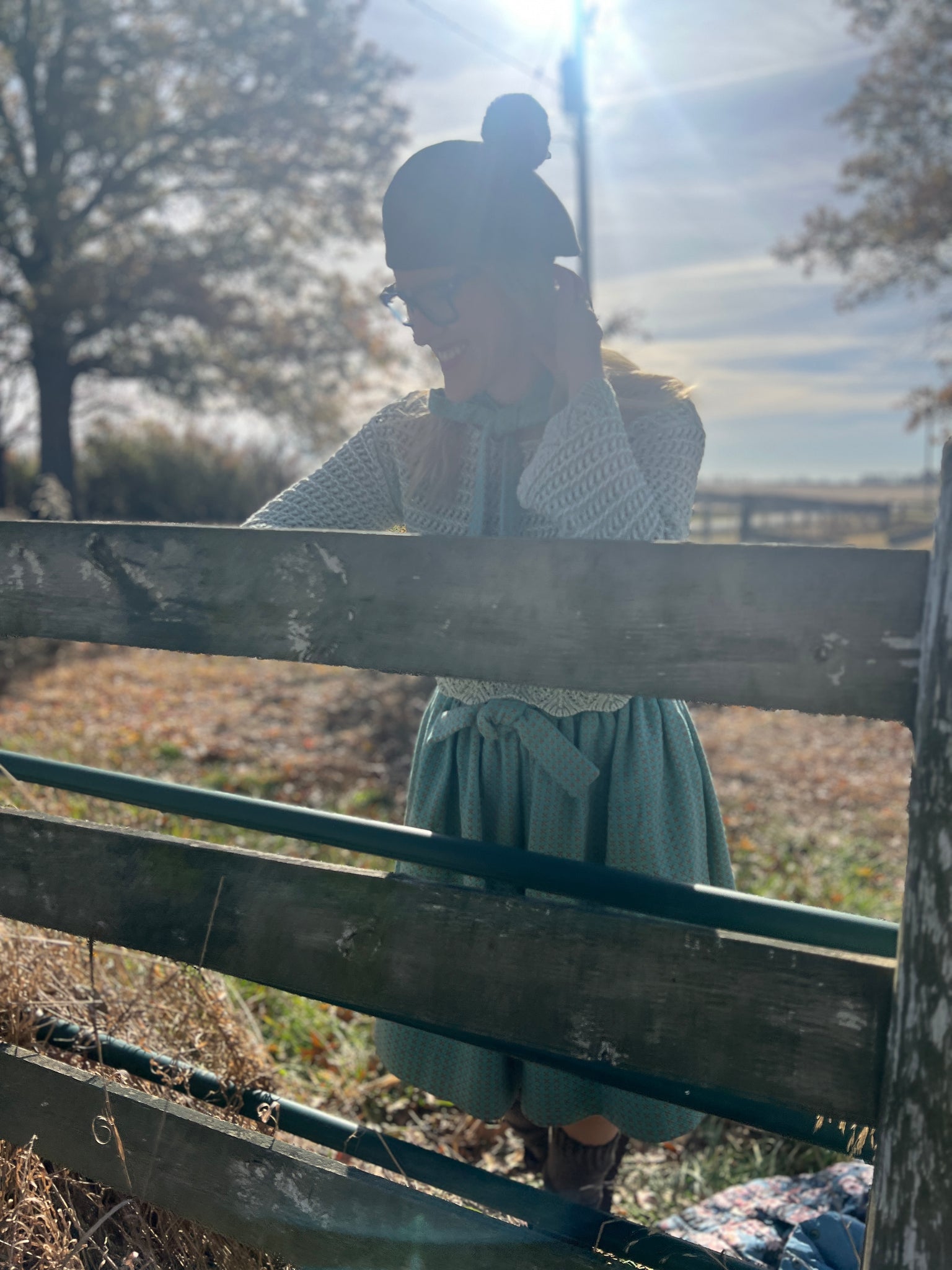 Wooly Dot Split Skirt - Long Knee