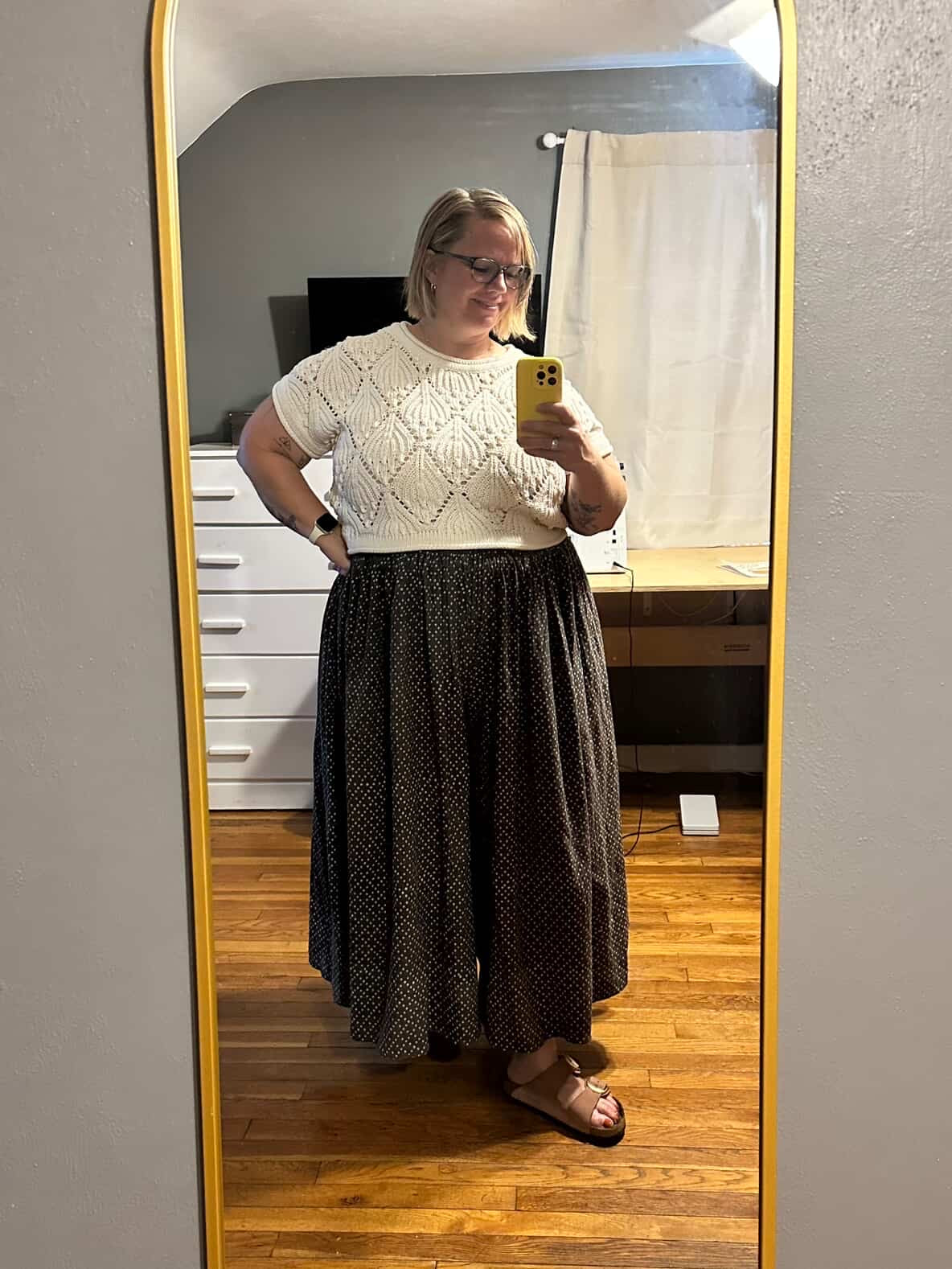 Cocoa Dot Split Skirt - Midi + 4" | 42 ONLY