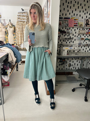 PREORDER | Wooly Dot Split Skirt - Long Knee