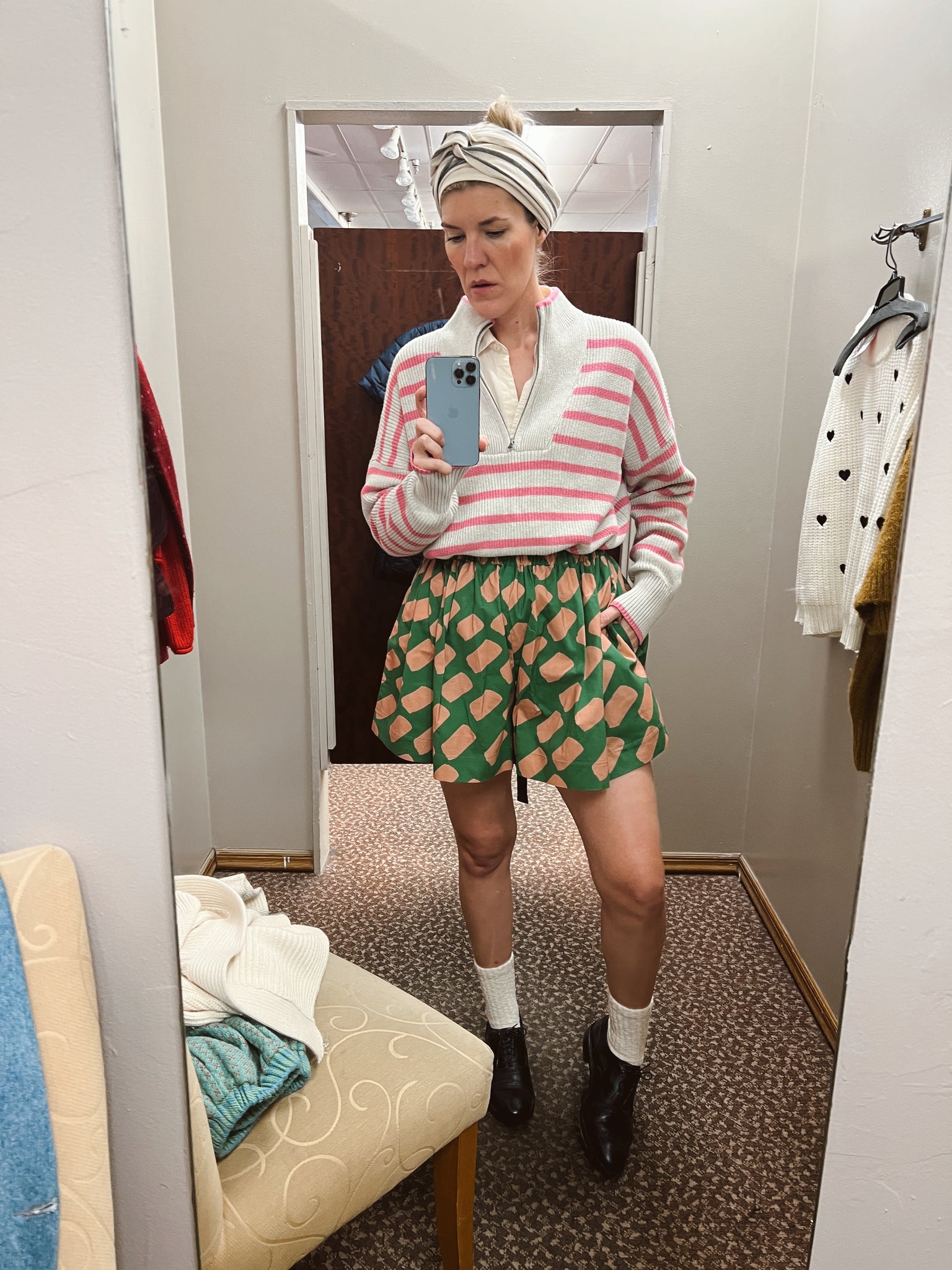 Paint Dot Split Skirt - Ultra Mini