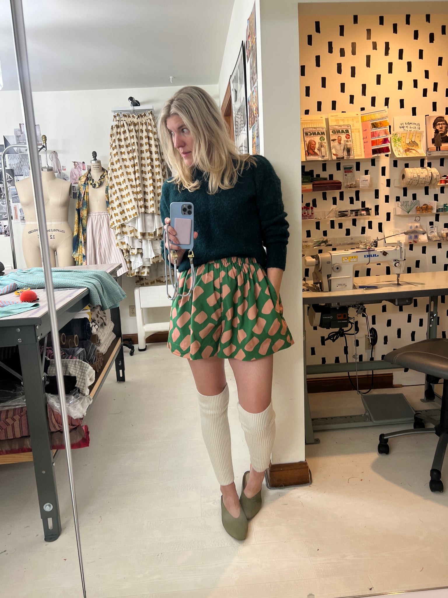 Paint Dot Split Skirt - Ultra Mini