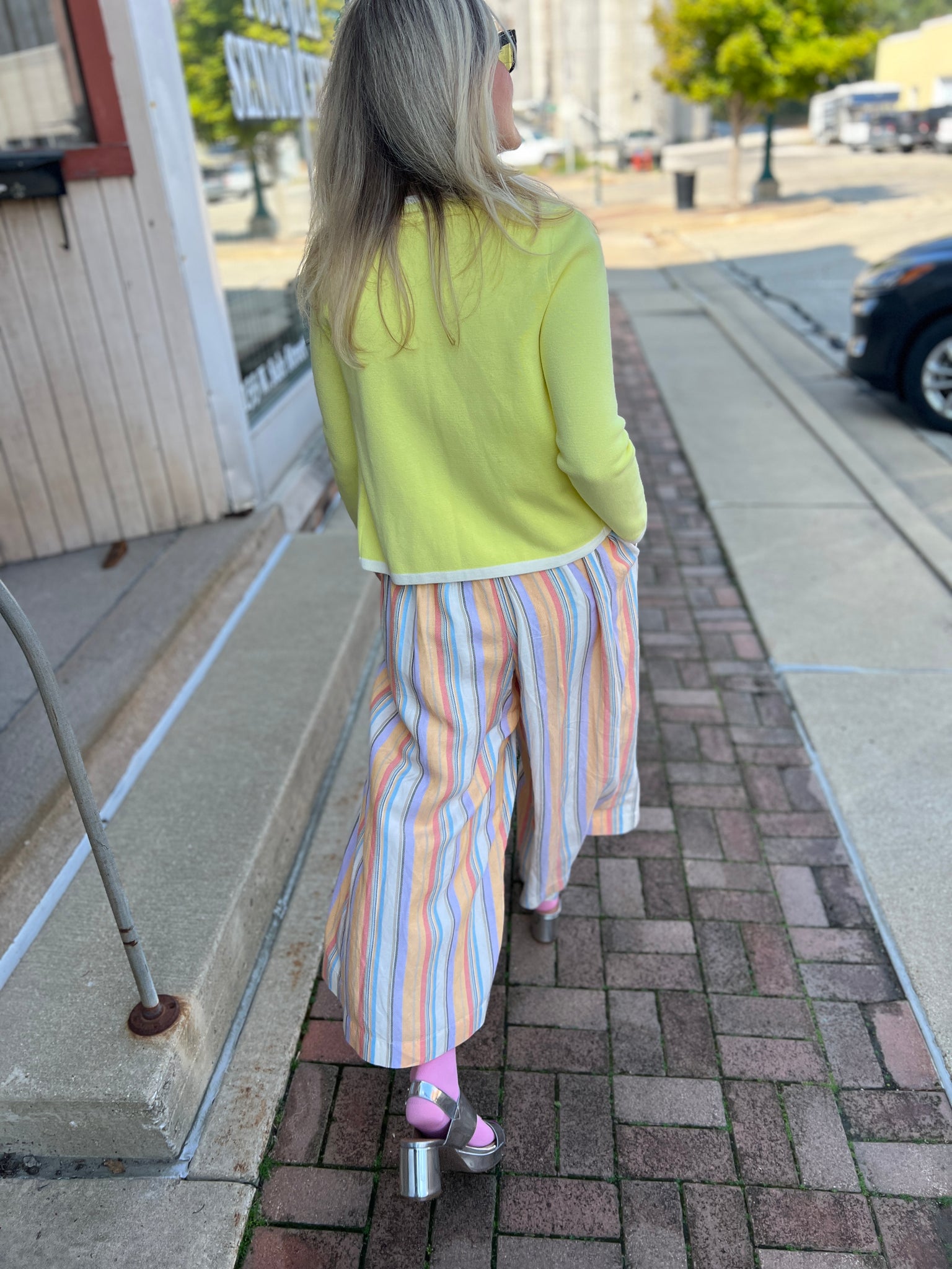 Gelato Stripe Split Skirt - Maxi