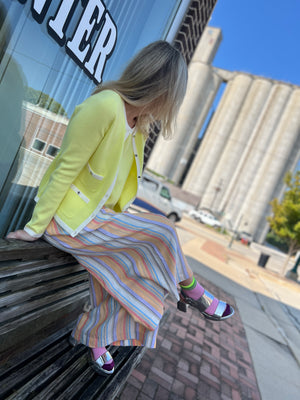 Gelato Stripe Split Skirt - Maxi