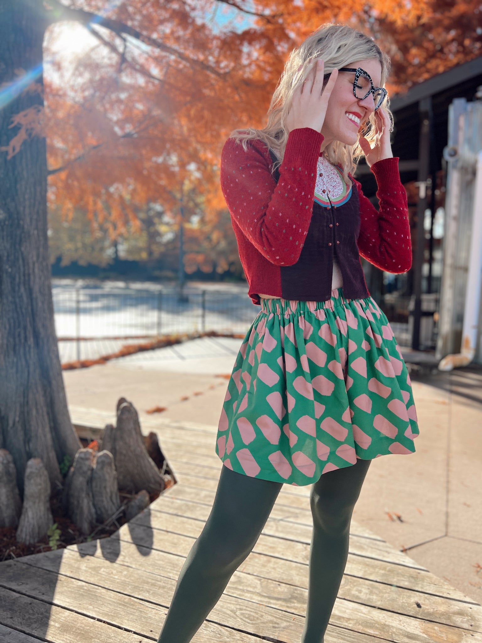 Paint Dot Split Skirt - Ultra Mini