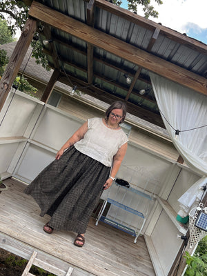 Cocoa Dot Split Skirt - Midi + 4" | 42 ONLY