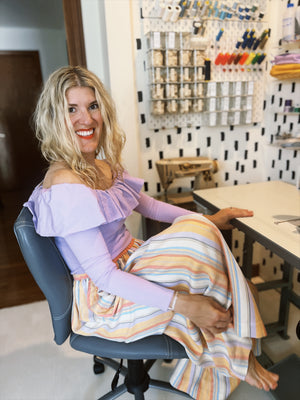 Gelato Stripe Split Skirt - Maxi