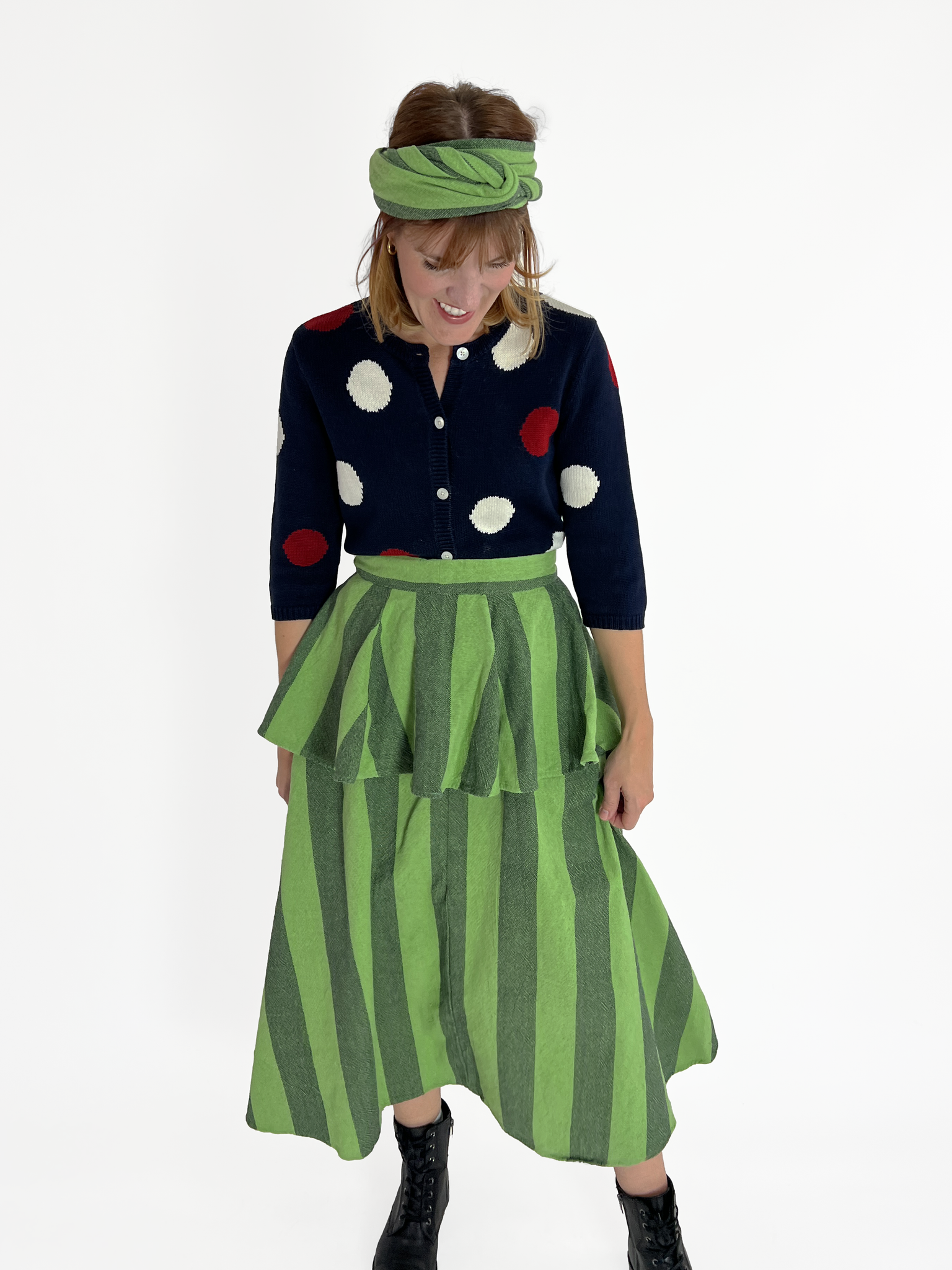Green midi peplum skirt deals