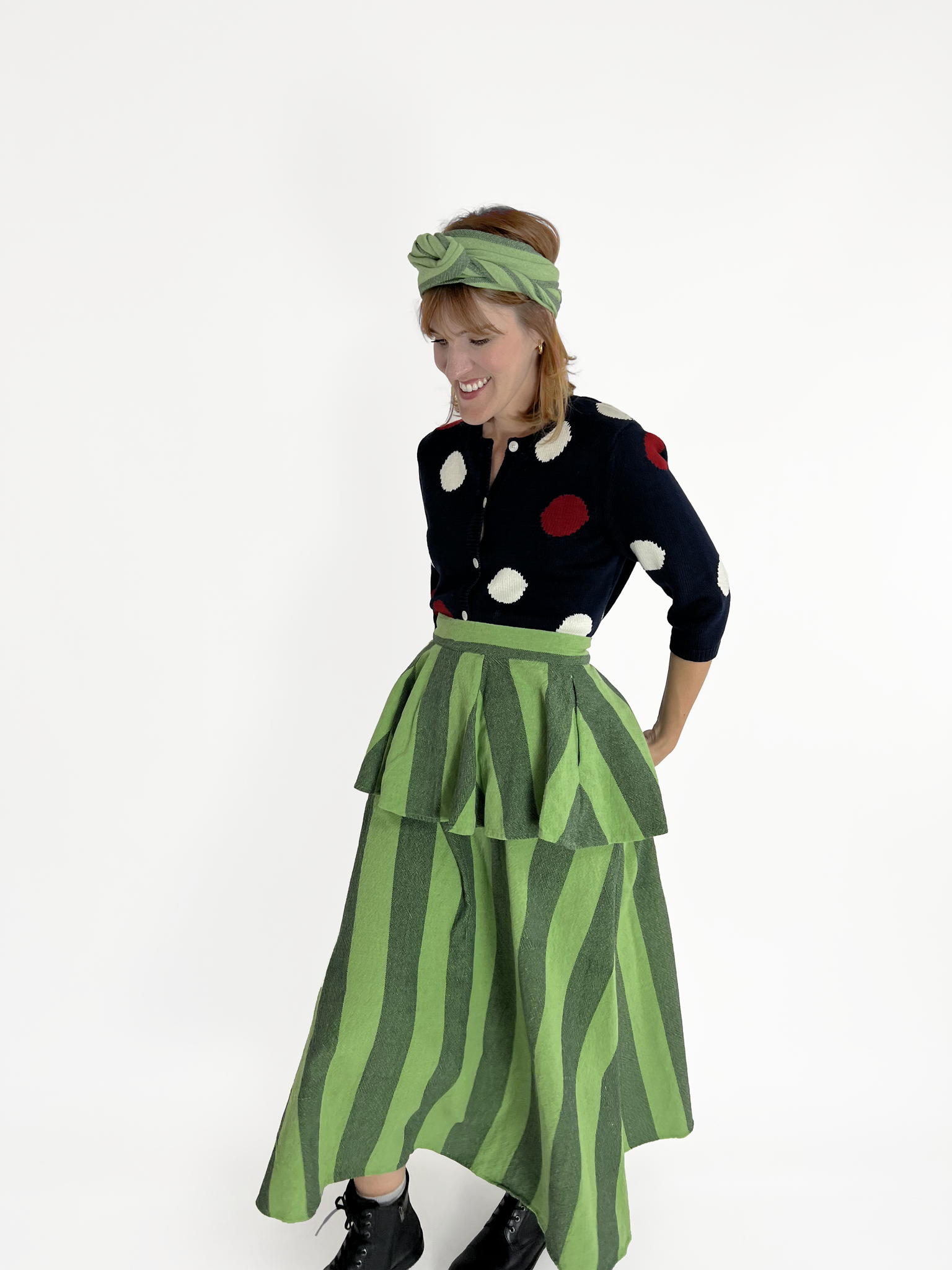 Green peplum skirt sales outfit