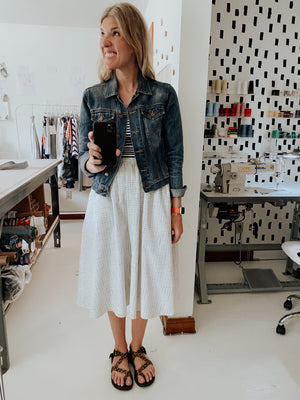 Bangladesh Ikat Check Skirt - Midi