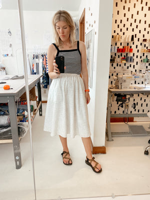 Bangladesh Ikat Check Skirt - Midi