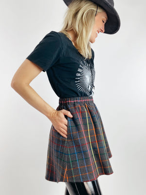 Rainbow Flannel Skirt - Short Mini