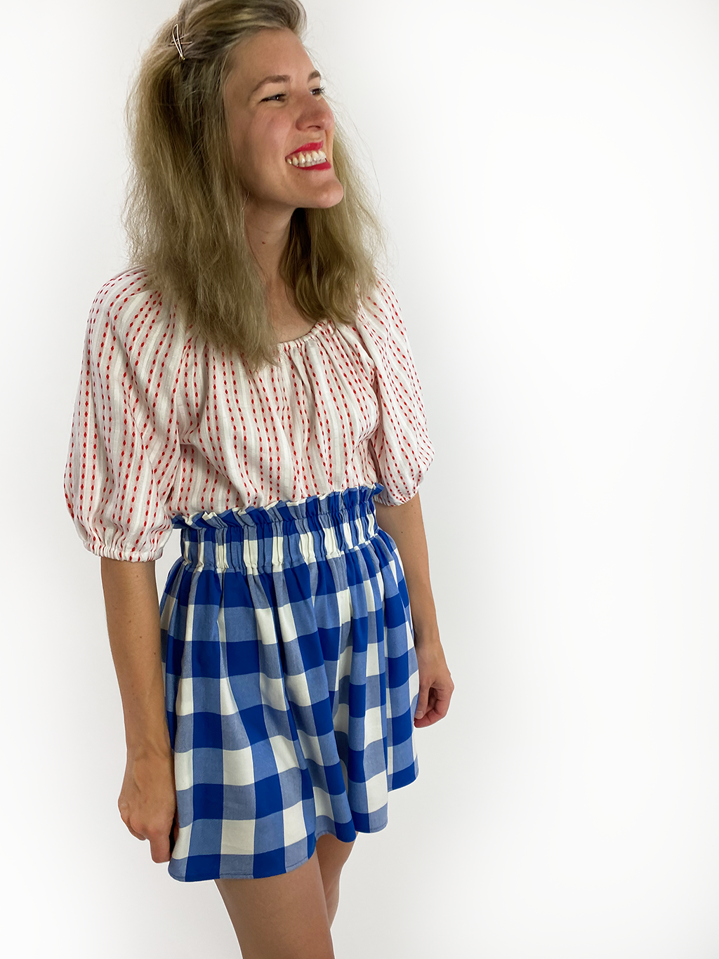 Buffalo Check Split Skirt - Short Mini