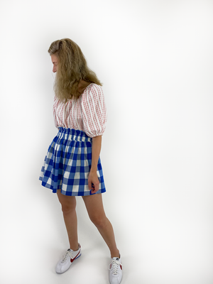 Buffalo Check Split Skirt - Short Mini