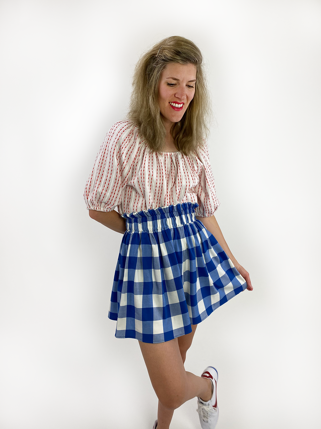 Buffalo Check Split Skirt - Short Mini
