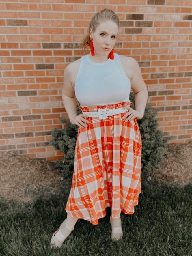 Red Madras Italian Midi - Midi