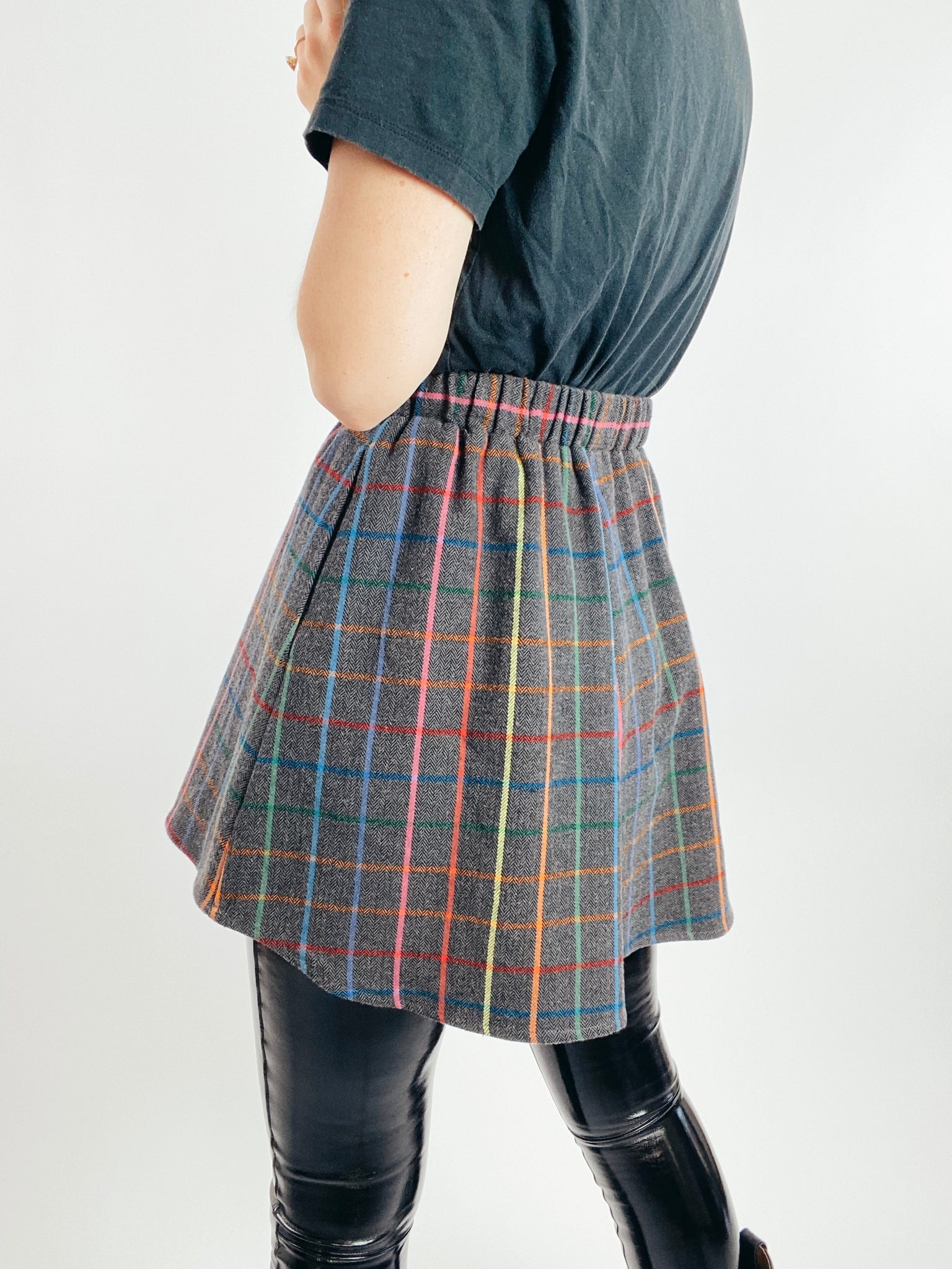 Rainbow Flannel Skirt - Short Mini