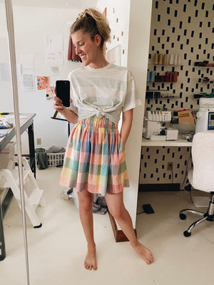 Rainbow Check Skirt - Long Mini
