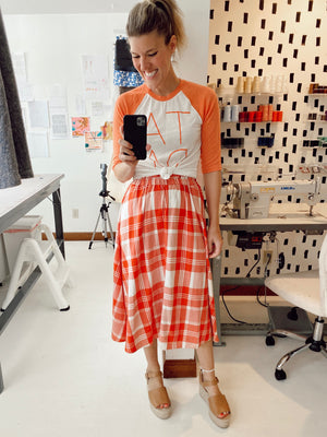Red Madras Italian Midi - Midi