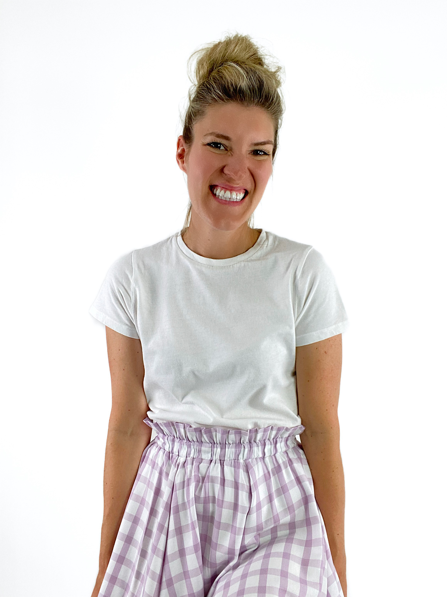 Lavender Grid Skater Skirt - Long Mini
