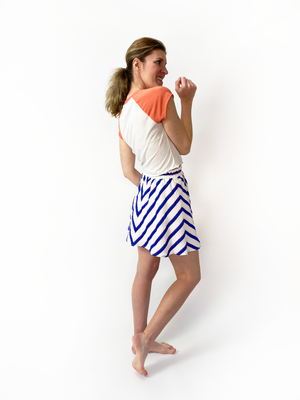 Linen Chevron Skirt- Long Mini