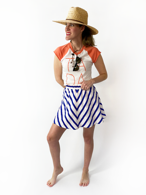 Linen Chevron Skirt- Long Mini