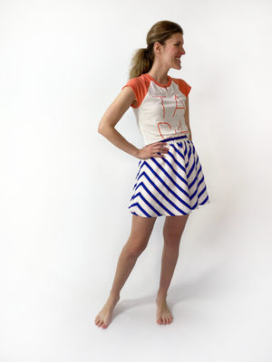Linen Chevron Skirt- Long Mini