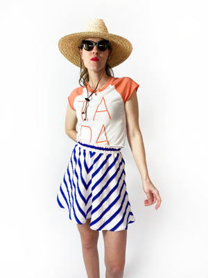 Linen Chevron Skirt- Long Mini