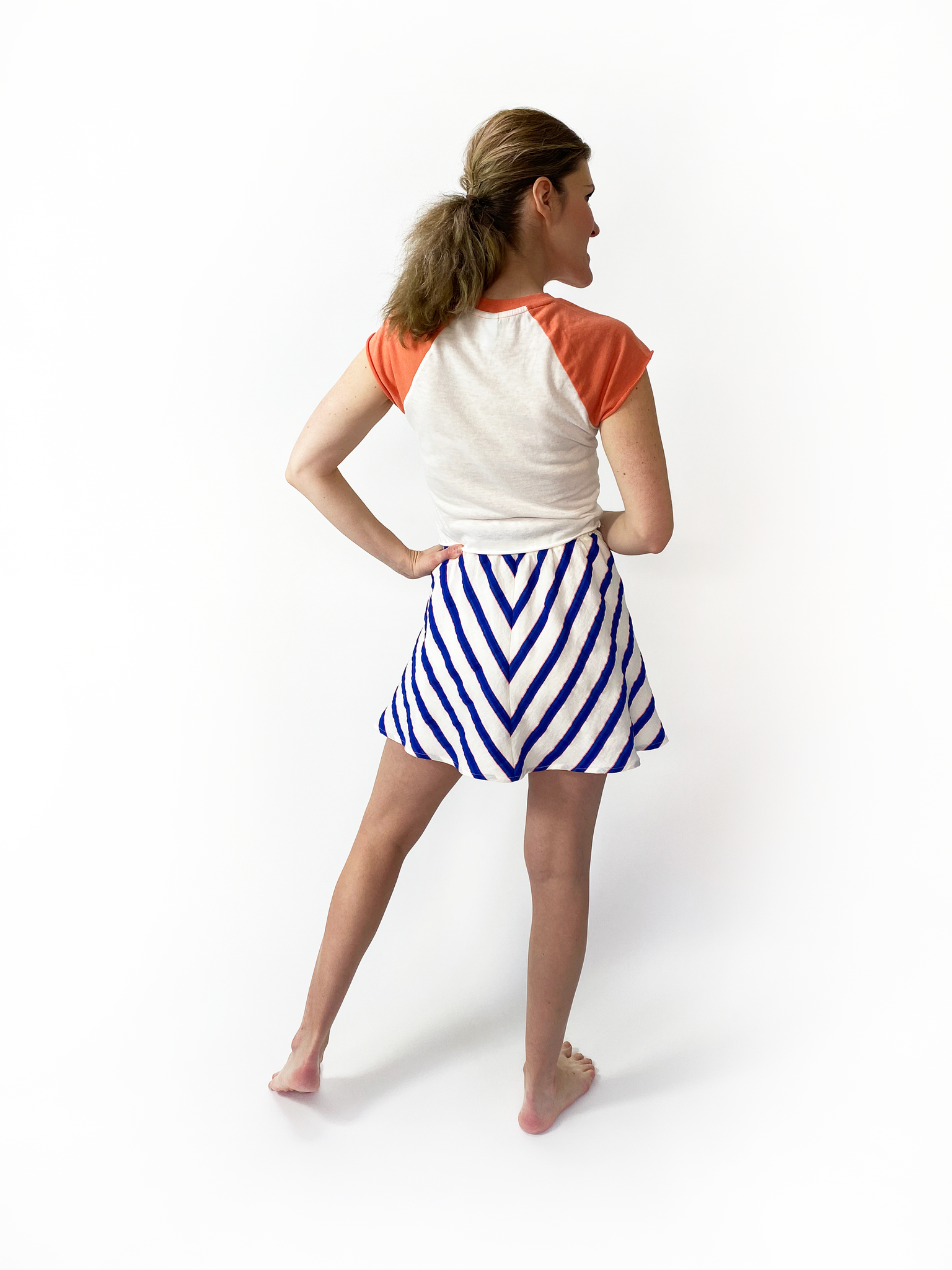 Linen Chevron Skirt- Long Mini