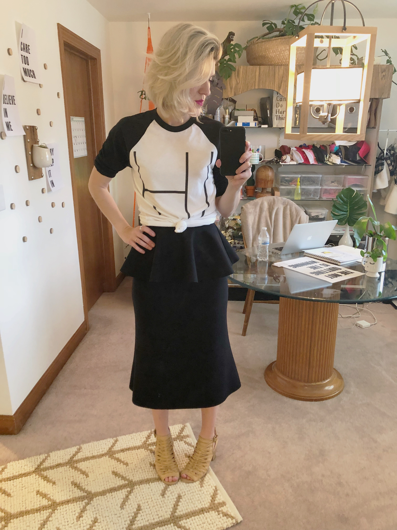 Mrs. Emily Katy Black Ponte Trumpet Skirt