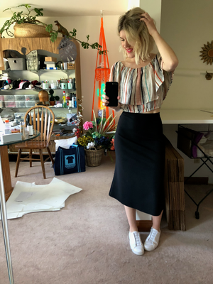 Mrs. Emily Katy Black Ponte Trumpet Skirt