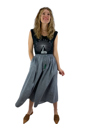 Bangladesh Chambray Split Skirt - Midi + 4"