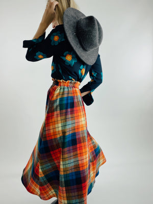 Rainbow Flannel Skirt - Midi + 4"