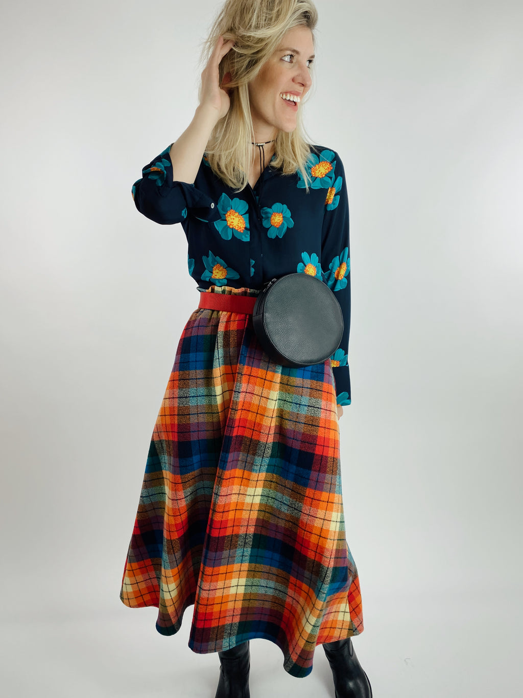 Rainbow Flannel Skirt - Midi + 4"