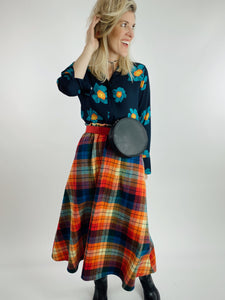 Rainbow Flannel Skirt - Midi + 4"