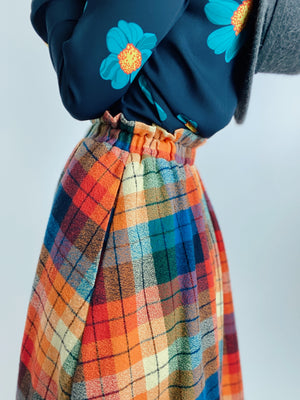 Rainbow Flannel Skirt - Midi + 4"