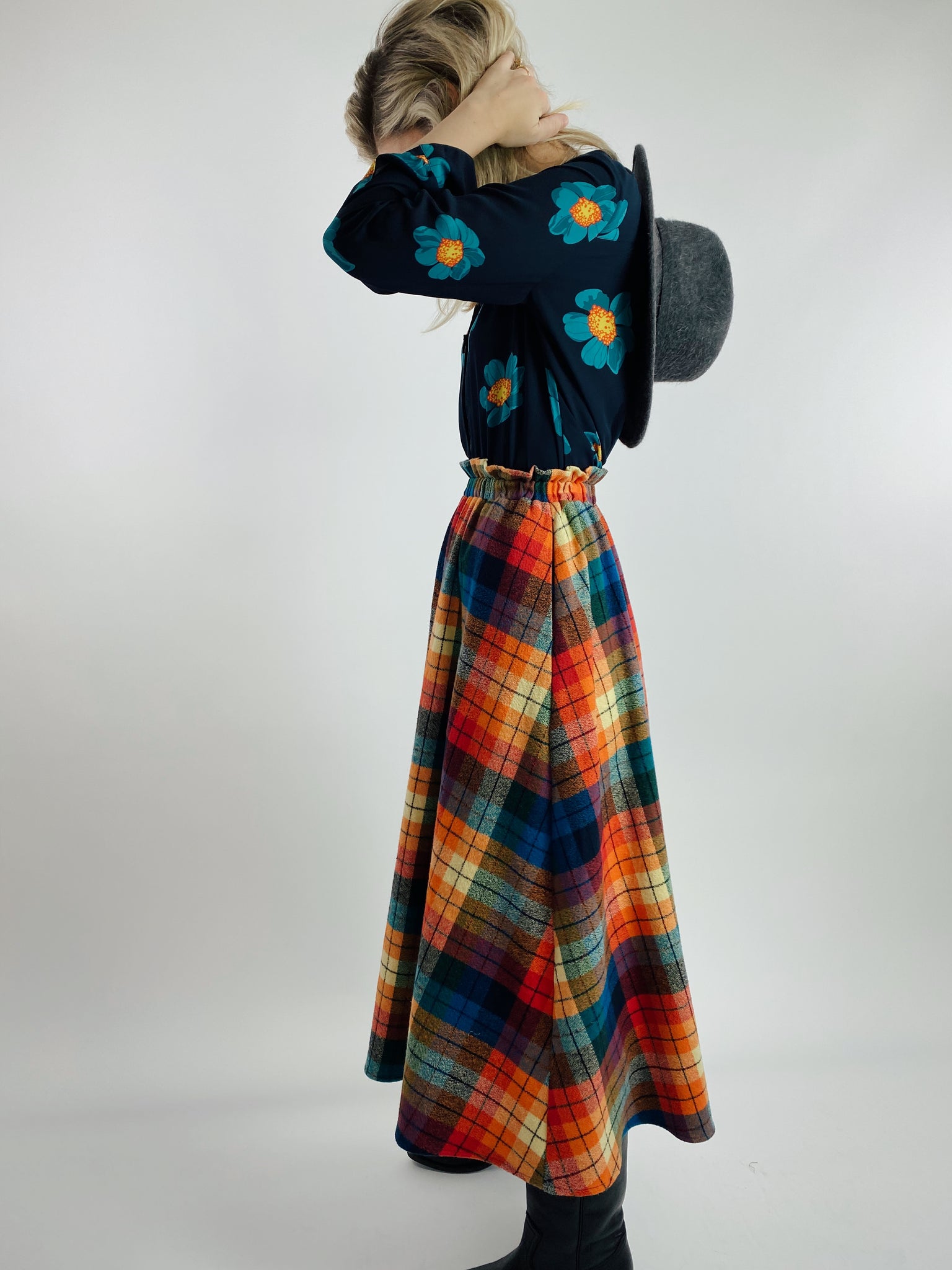 Rainbow Flannel Skirt - Midi + 4"