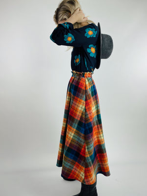 Rainbow Flannel Skirt - Midi + 4"