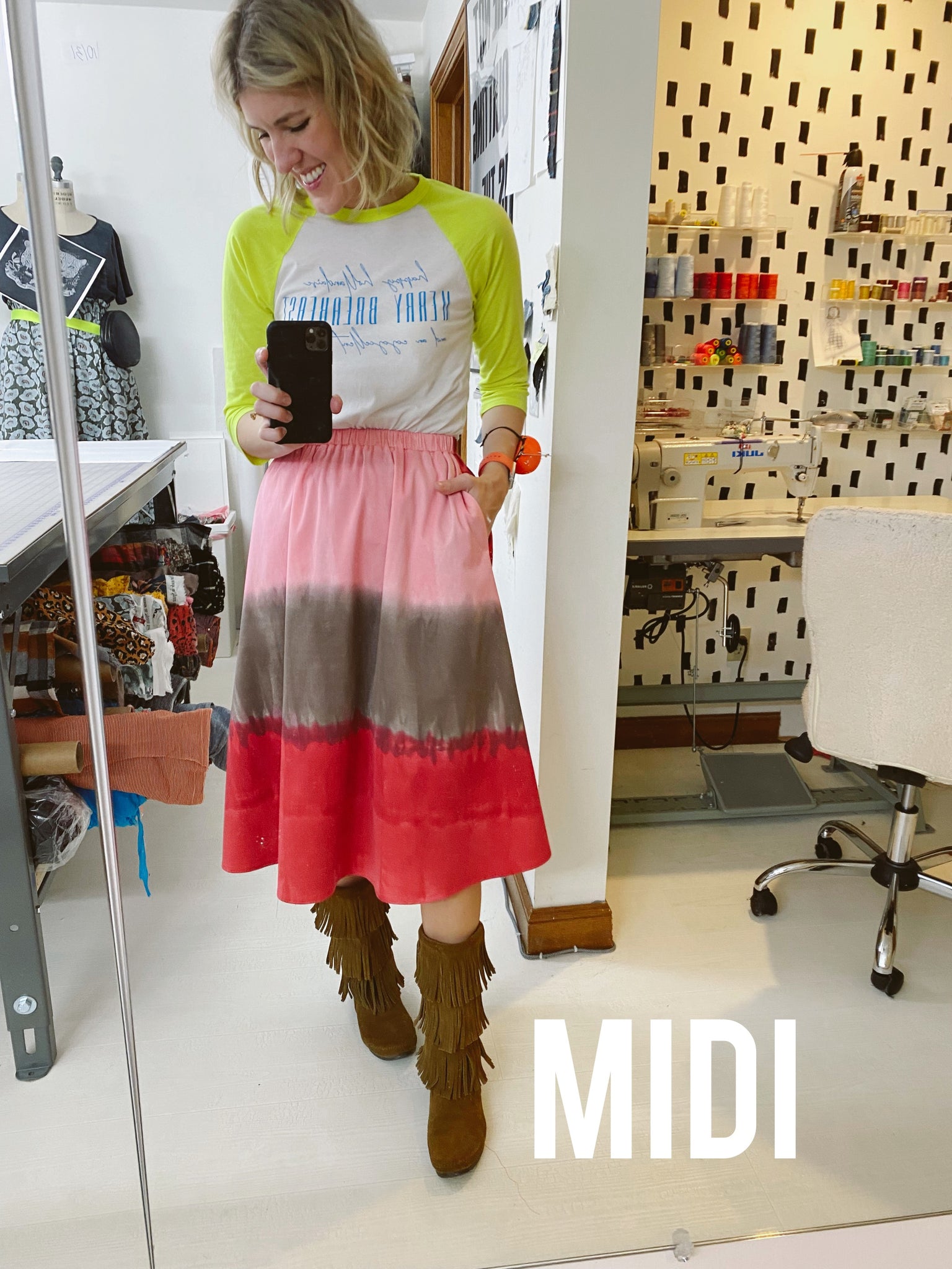 Watercolor Skirt - Midi + 4"