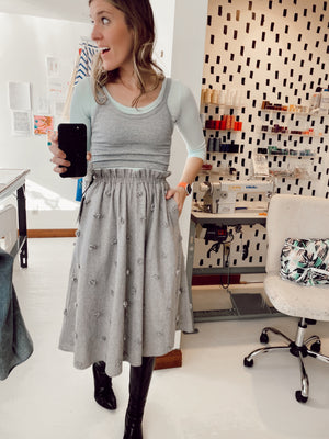 Bangladesh Grey Zero Waste Skirt - Midi