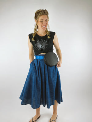 Bangladesh Ikat Check Skirt - Midi