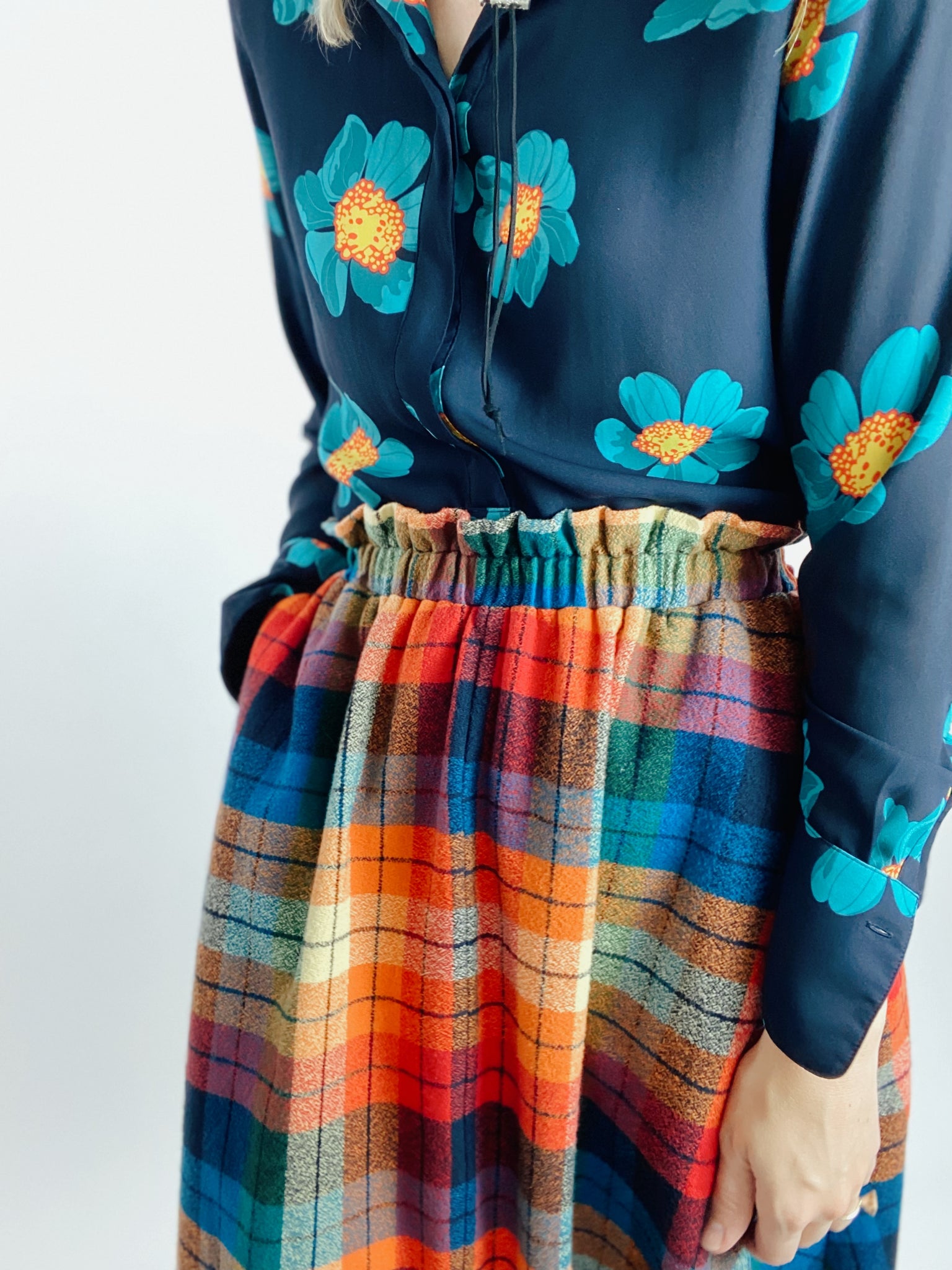 Rainbow Flannel Skirt - Midi + 4"