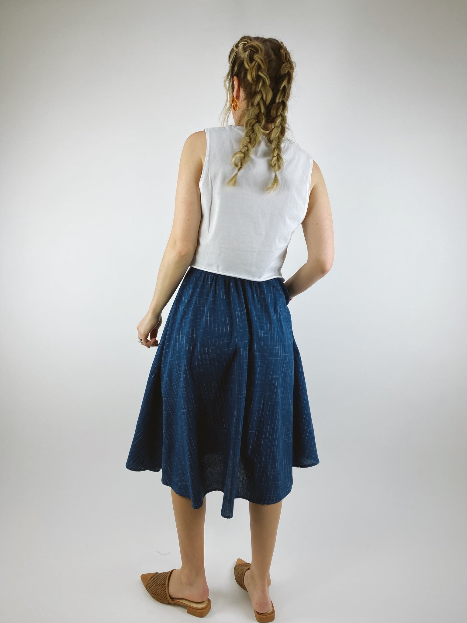 Bangladesh Ikat Check Skirt - Midi