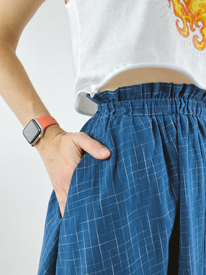 Bangladesh Ikat Check Skirt - Midi