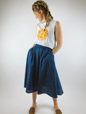 Bangladesh Ikat Check Skirt - Midi