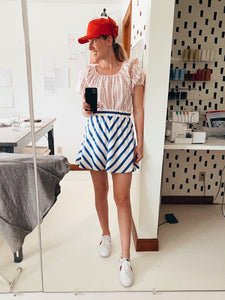 Linen Chevron Skirt- Long Mini